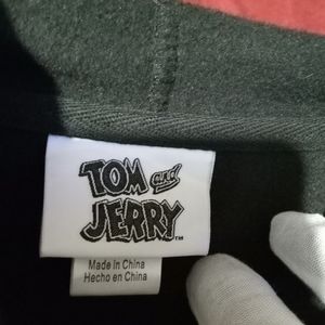 Tom and Jerry Men's Casual Black Pullover Hoodie Graphic Print Size Medium.